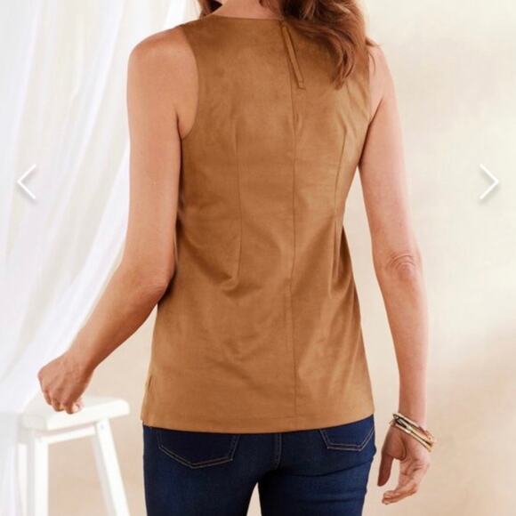 Soft Surroundings Constance Faux Suede Tank - Brown Sugar - XL - Picture 3 of 14
